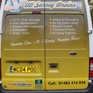 Back of All Surrey Drains van